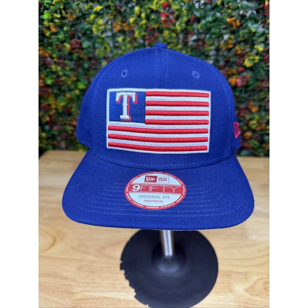 Texas Rangers MLB Custom USA Flag Logo New Era‎ Royal Blue 9Fifty SnapBack Hat